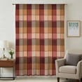 thumbnail image 1 of Red Brown Plaid Sheer Curtains 45 Inches Long, Modern Abstract Ombre Gingham Checkered Light Filering Curtains, Breathable Simi Curtain Privacy Drapes for Kitchen Bathroom Small Window Treatment, 1 of 9