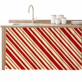thumbnail image 1 of Red Brown Striped Sink Skirt for Bathroom, Self-Adhesive Under Sink Curtain, Modern Geometric Minimalist Lines Hide Pipes & Storage Fabric Cabinet Skirt Cover for Kitchen Laundry 32"x55", 1 of 8