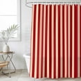 thumbnail image 1 of Red Brown Stripes Waterproof Fabric Shower Curtain,Minimalist Geometric Vertical Striped Waterproof Fabric Shower Curtain for Bathroom Curtains Bathtubs Shower Curtains with 12 Hooks Long 72x78in, 1 of 8