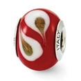thumbnail image 1 of Reflection Beads Sterling Silver Reflections Red/Brown/White Italian Murano Glass Bead, 1 of 4