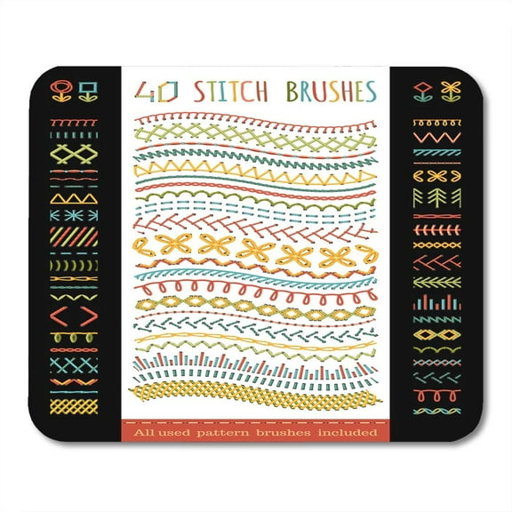 Red Brush 40 Stitch of Sewing Seams Borders Page Mousepad Mouse Pad Mouse Mat 9x10 inch