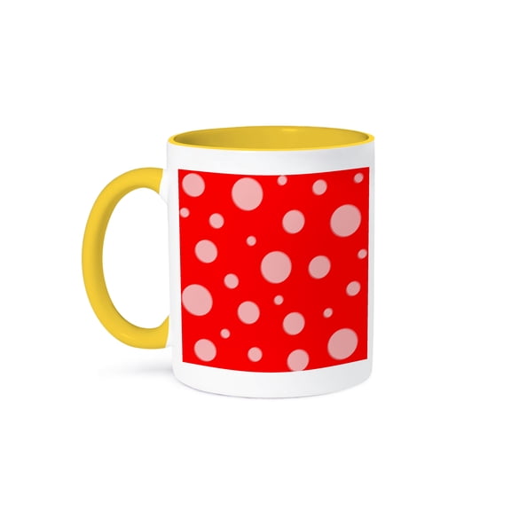 Red Bubbles Design, 11oz Two-Tone Yellow Mug