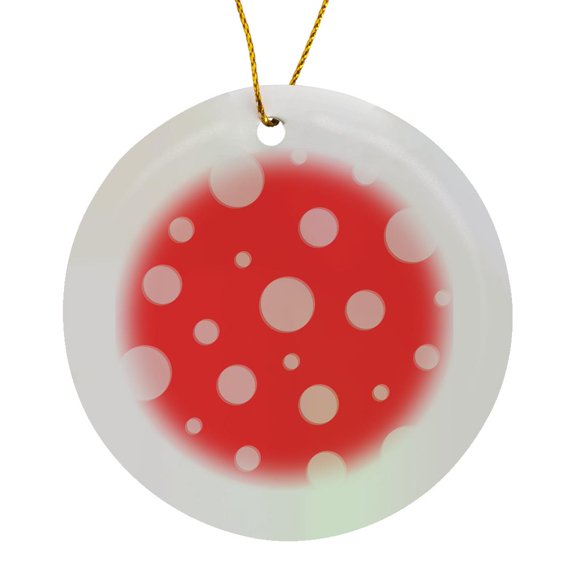 Red Bubbles Design, Circle Porcelain Ornament