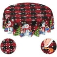 thumbnail image 1 of Red Buffalo Check Christmas Snowman Waterproof Picnic Party Round Table Cloth Cover Decorations Fabric 60 Inch Circular Tablecloth Home Dining Room Kitchen Decor, 1 of 6