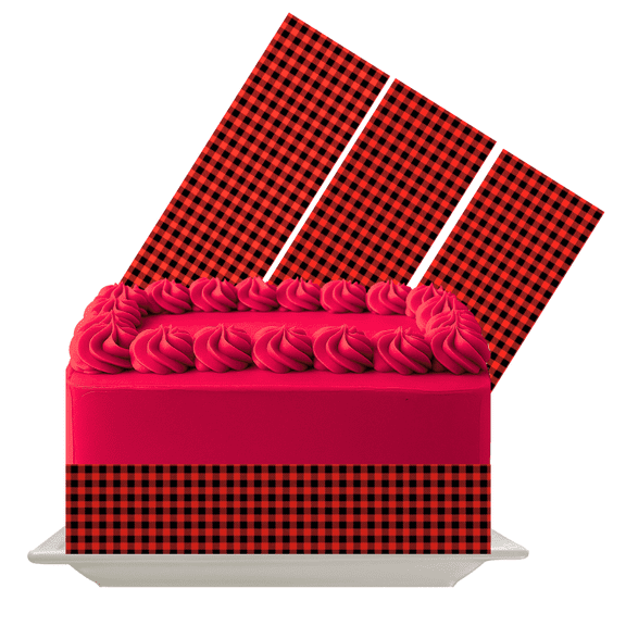 Red Buffalo Check Edible Cake Wrap | Lumberjack Plaid Icing Sheet | Rustic Holiday Cake Decoration