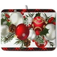 thumbnail image 1 of Red Buffalo Plaid Christmas Kitchen Drying Mats for Dishes Xmas Ball Snowflake Pine Cones Dish Drainer Rack Mat Winter Microfibe Absorbent Dish Drying Pad for Home Kitchen Counter Decor 18x24in, 1 of 7