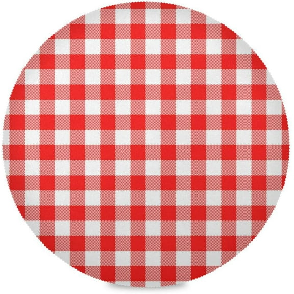 Red Buffalo Plaid, Elastic Fitted Edged Round Tablecloth Fade resistant Anti-Shrink Table Cloth Washable Table Cover for Indoor or Outdoor and anywhere you wanna use it 48"X 48"