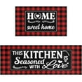 thumbnail image 1 of Red Buffalo Plaid Kitchen Rugs Sets of 2 Decor Non-Slip Washable Red Kitchen Mats for Floor Set of 2, 1 of 7
