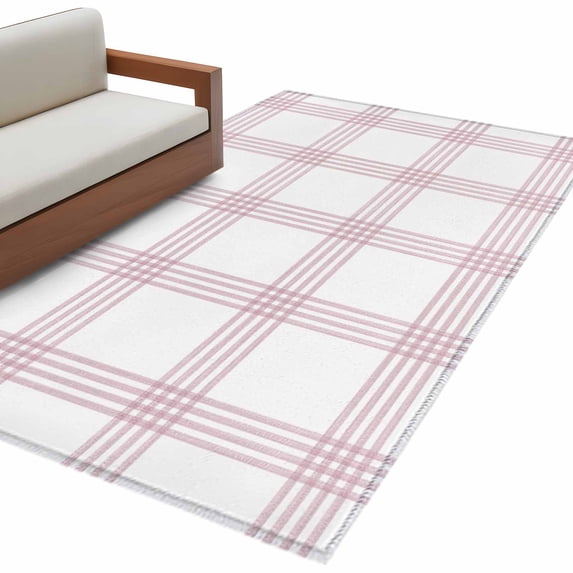 Red Buffalo Plaid Kitchen Runner Rug 2.7x5 Washable Runners for Hallway Non Slip Farmhouse Checkered Watercolor Large Area Rug Indoor Floor Carpet for Bathroom Laundry Entryway Bedroom Living Room
