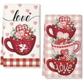 thumbnail image 1 of Red Buffalo Plaid Love Cup Valentines Day Kitchen Towels Set of 2,Heart Dish Hand Towels Holiday Anniversary Weing Seasonal Decorations, 1 of 6
