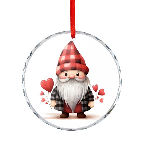 Red Buffalo Plaid Love Gnome Valentine's Day Ornament Hanging Ornaments Xmas Tree Decor for Family Friends Lovers Happy Valentines Day Hanging Ornament
