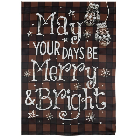 Red Buffalo Plaid Merry and Bright Christmas Garden Flag 28" x 40"