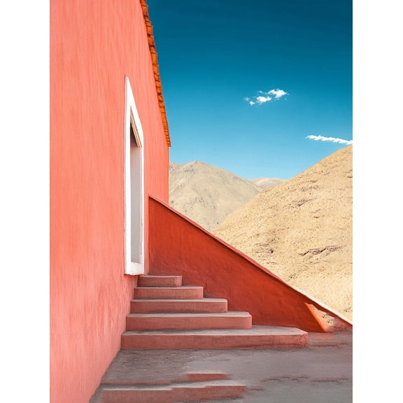 Red Building Staircase Canvas Print/Wall Art Suitable for Living Room Bedroom Office Hallway and Gallery Wall Decor.