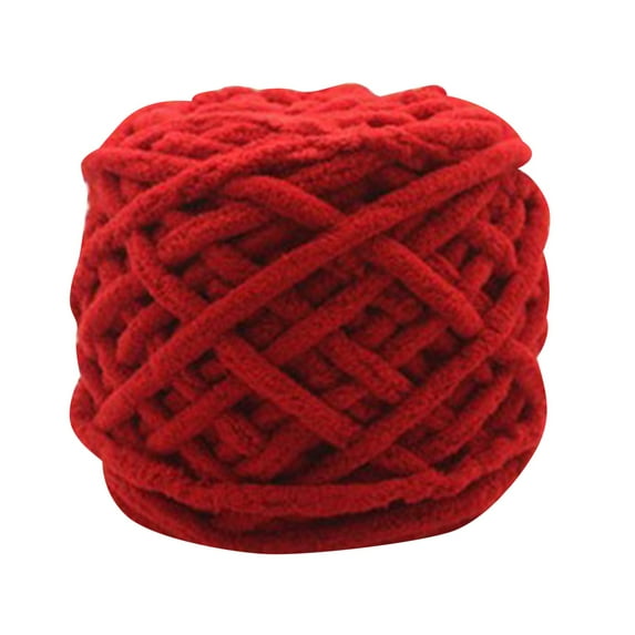 Red Bulky Chunky Polyester Yarn - Super Soft Fluffy, Machine Washable, For Hand Knitting Crochet (Clothing Hat Scarf Blanket)