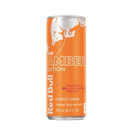 Red Bull Amber Edition Energy Drink, Strawberry Apricot, 80mg Caffeine, 8.4 fl. oz. Can
