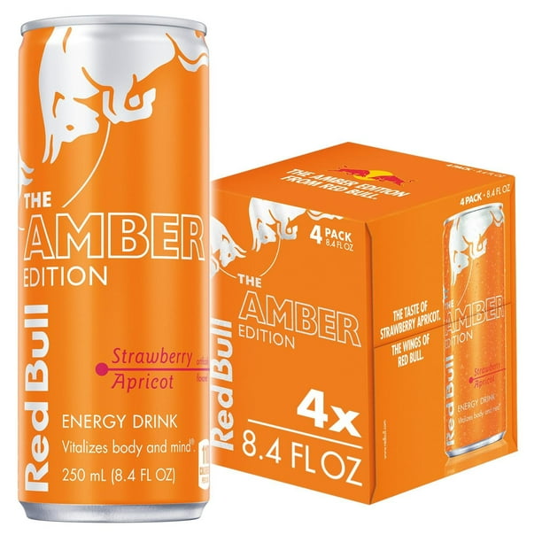 Red Bull Amber Edition Strawberry Apricot Energy Drink Pack of 4 Cans