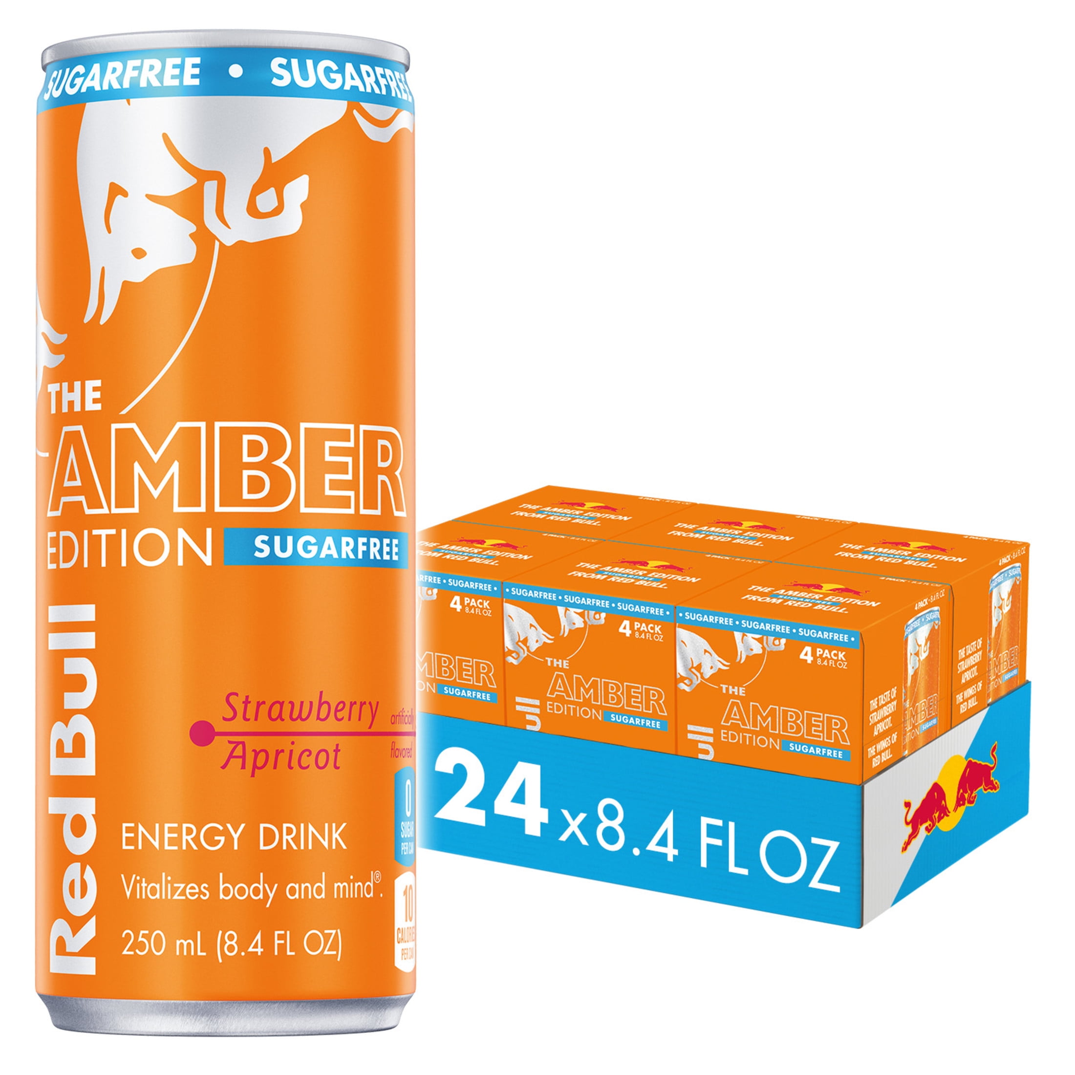 Red Bull Amber Edition Sugar Free Energy Drink, Strawberry Apricot ...