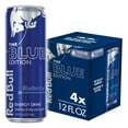 thumbnail image 1 of Red Bull Blue Edition Energy Drink, Blueberry, 114mg Caffeine, 12 fl. oz., Pack of 4 Cans, 1 of 18