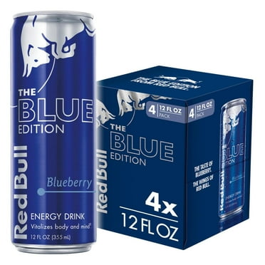 Red Bull Blue Edition Energy Drink, Blueberry, 114mg Caffeine, 12 fl oz, Pack of 4 Cans