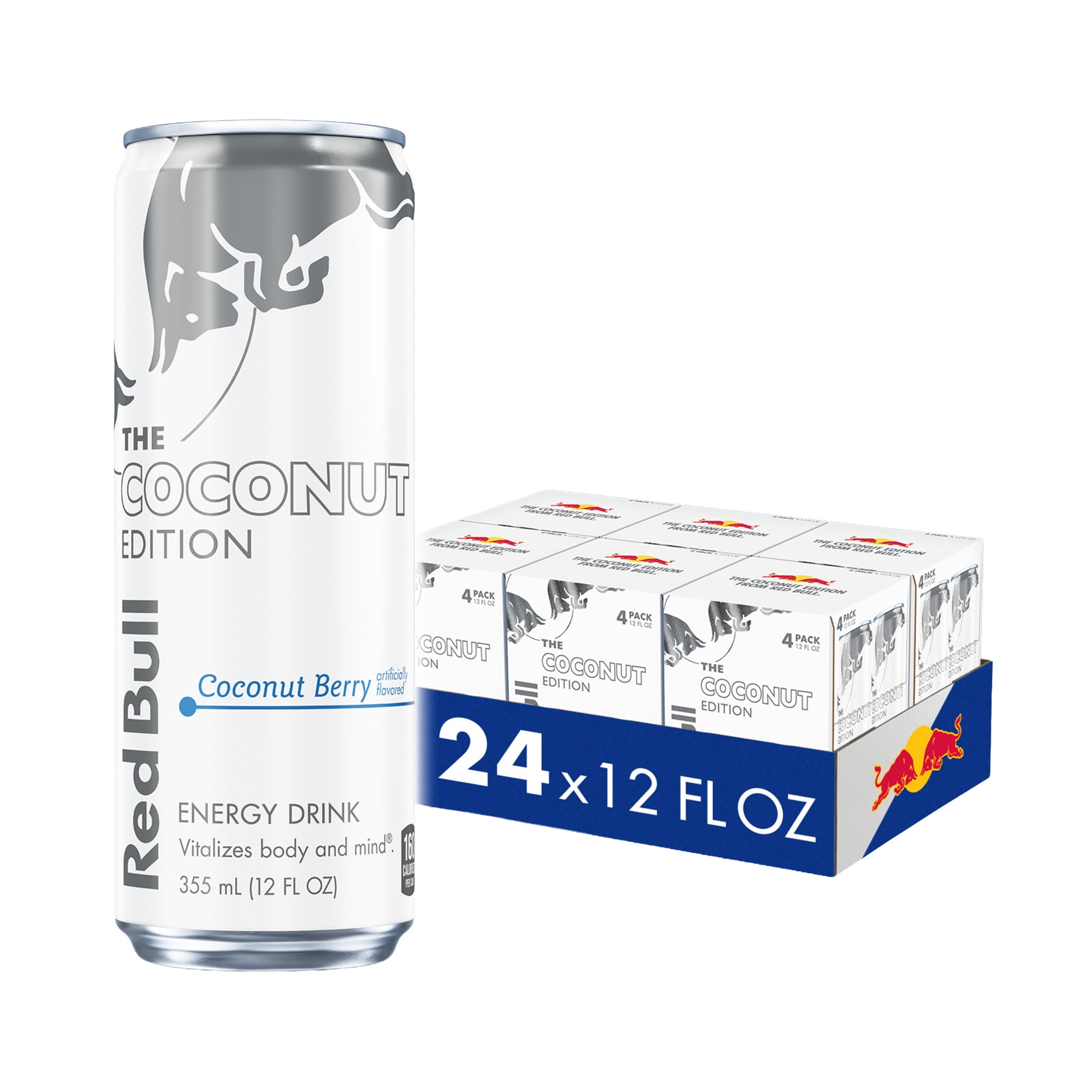 Red Bull Coconut Edition Energy Drink, Coconut Berry, 80mg Caffeine, 12 fl. oz., Pack of 24 Cans