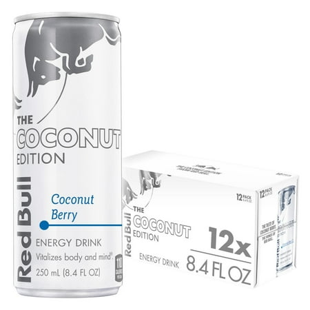 Red Bull Coconut Edition Energy Drink, Coconut Berry, 80mg Caffeine, 8.4 fl oz, Pack of 12 Cans