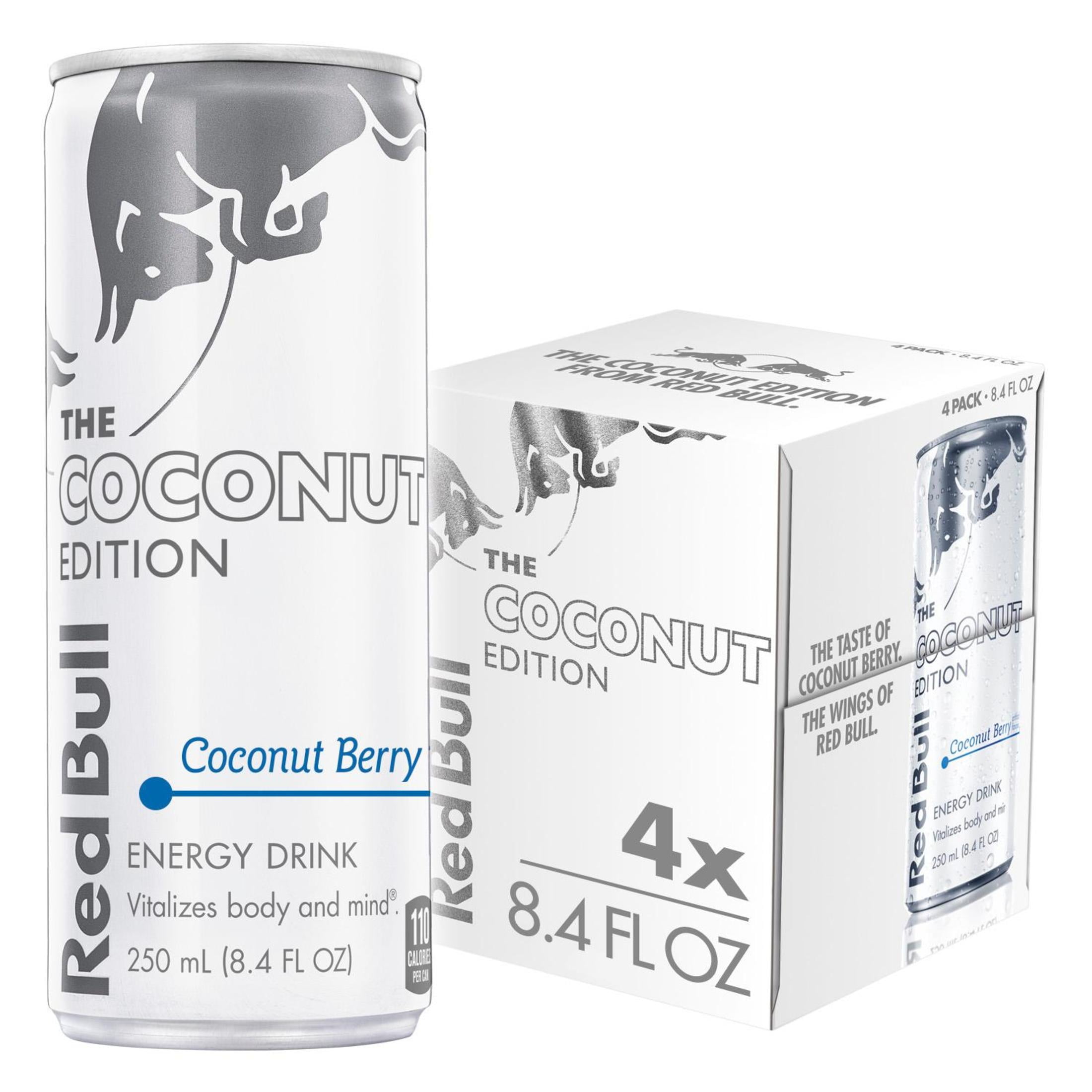 Red Bull Coconut Edition Energy Drink, Coconut Berry, 80mg Caffeine, 8.4 fl. oz., Pack of 4 Cans