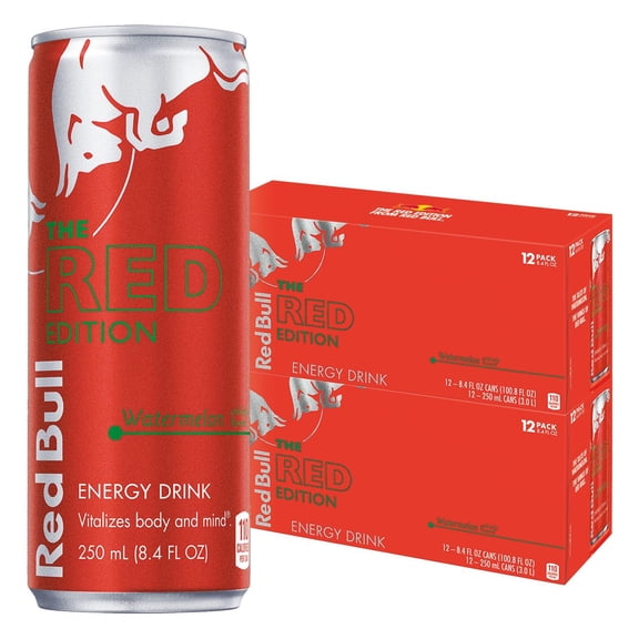 Red Bull Drink, Red Edition Watermelon, 8.4 Fl Oz, 24 Pack (2X12)
