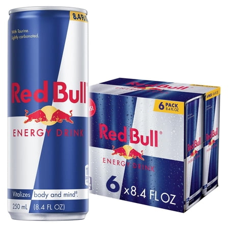 Red Bull Energy Drink, 80mg Caffeine, 8.4 fl oz, Pack of 6 Cans