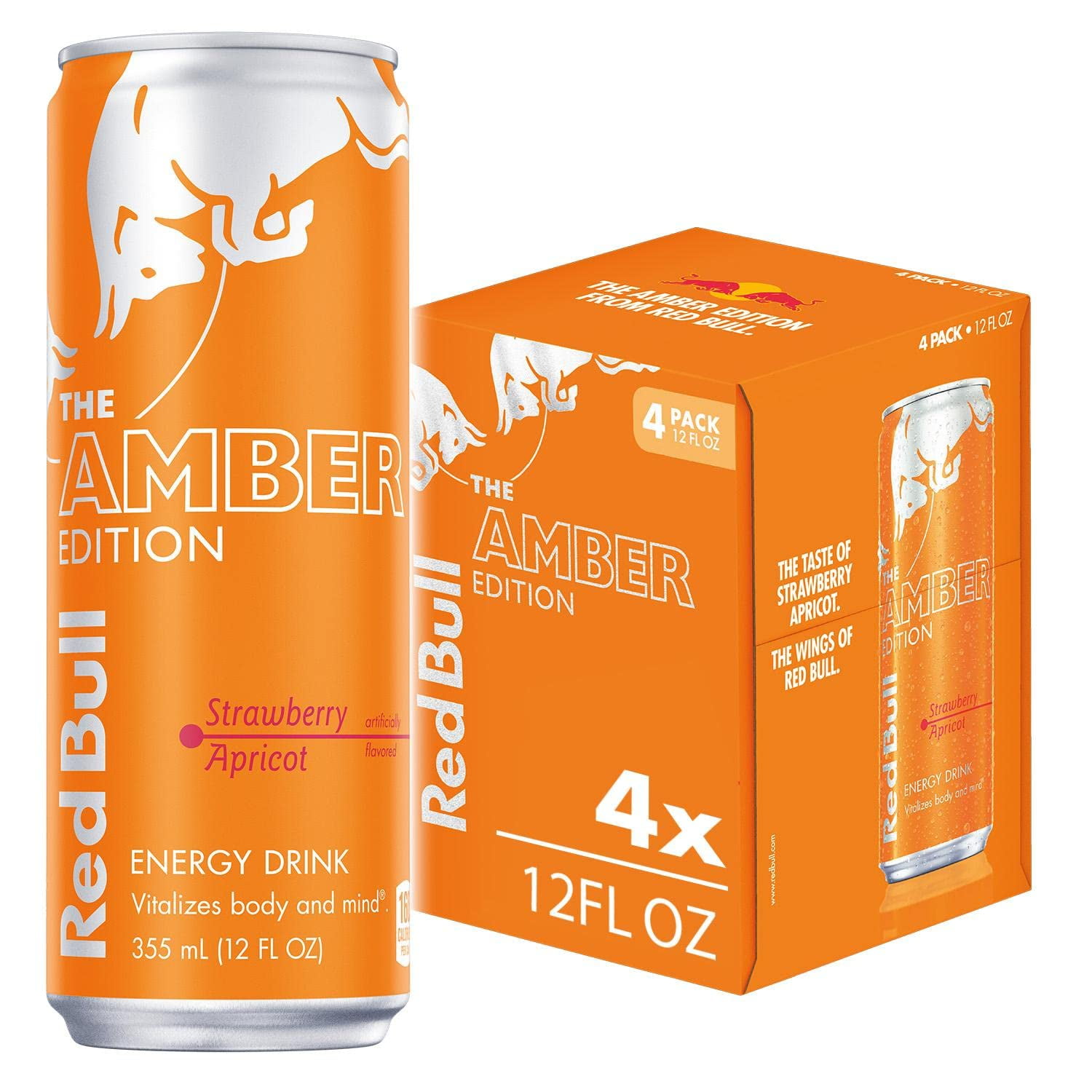 Red Bull Energy Drink, Amber Edition Strawberry Apricot, 12 Fl Oz (4 ...