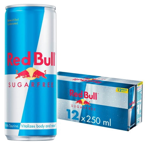 Red Bull Energy Drink Sugar Free 12 x 250ml, British Import (Pack of 2)