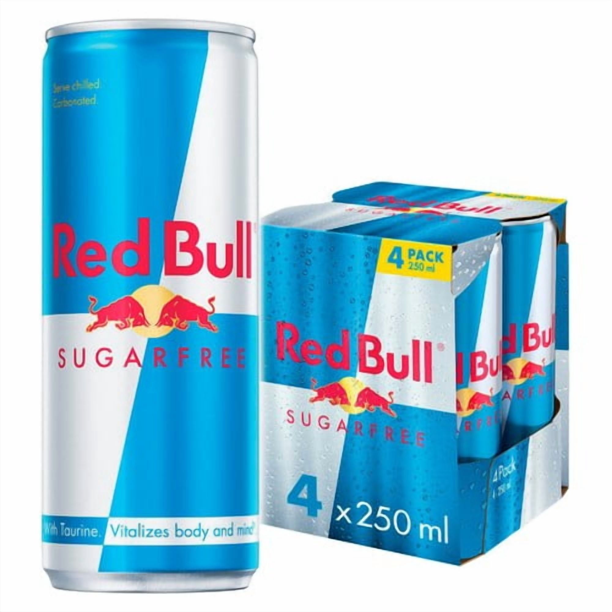 Red Bull Energy Drink Sugar Free 4 x 250ml, British Import (Pack of 2)