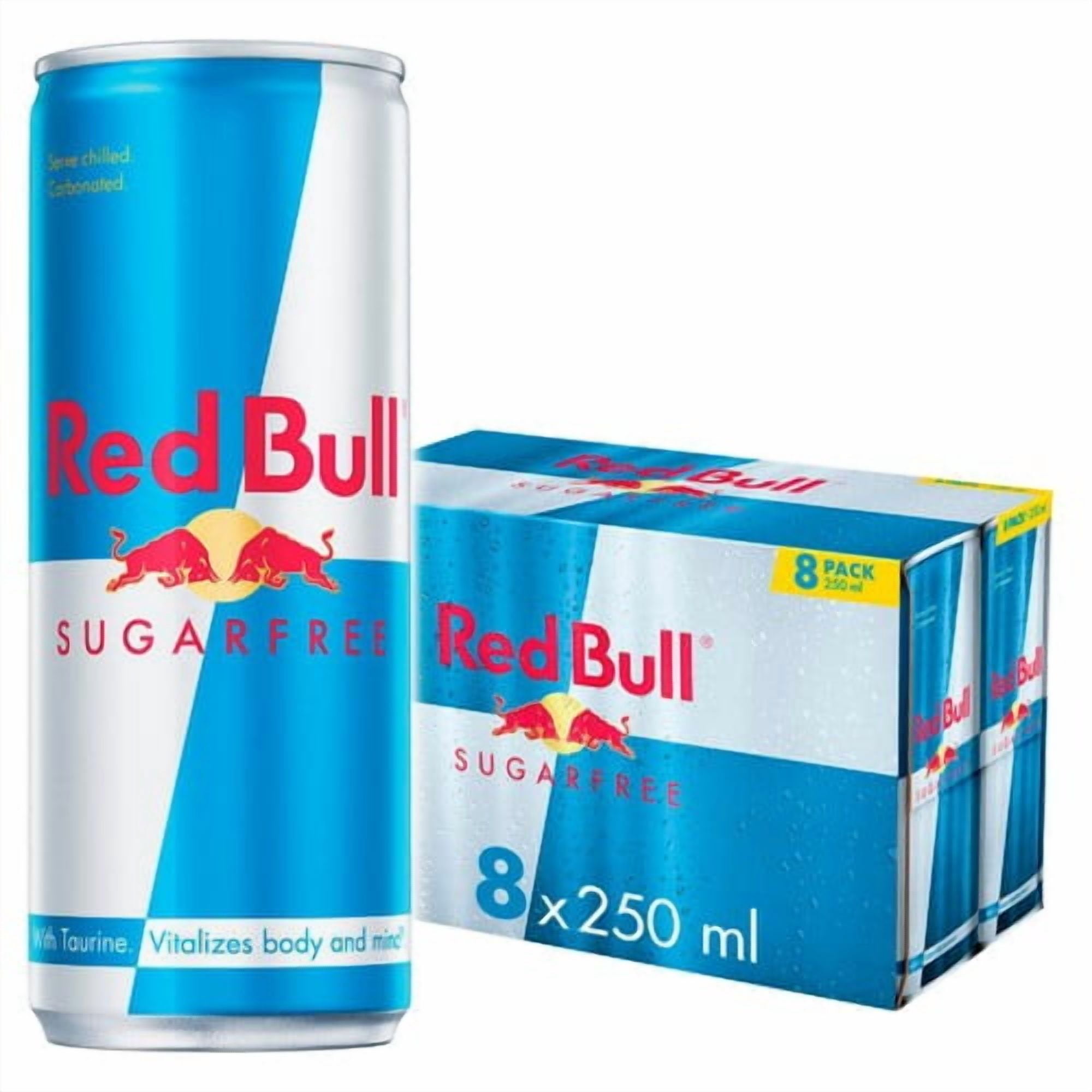 Red Bull Energy Drink Sugar Free 8 x 250ml, British Import (Pack of 2)
