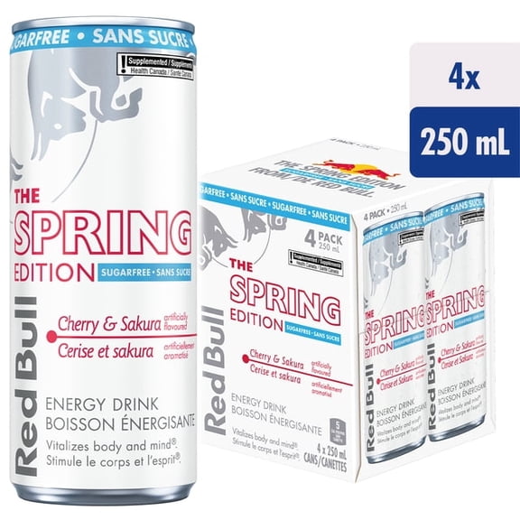 Red Bull Energy Drink Sugar Free Cherry & Sakura 4 Pack 8.4 fl oz