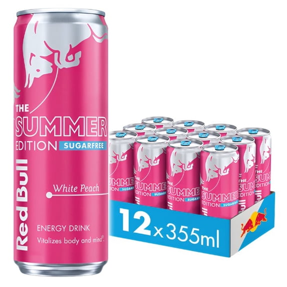 Red Bull Energy Drink Sugar Free White Peach, 12 Count, 12 fl oz (355 mL)