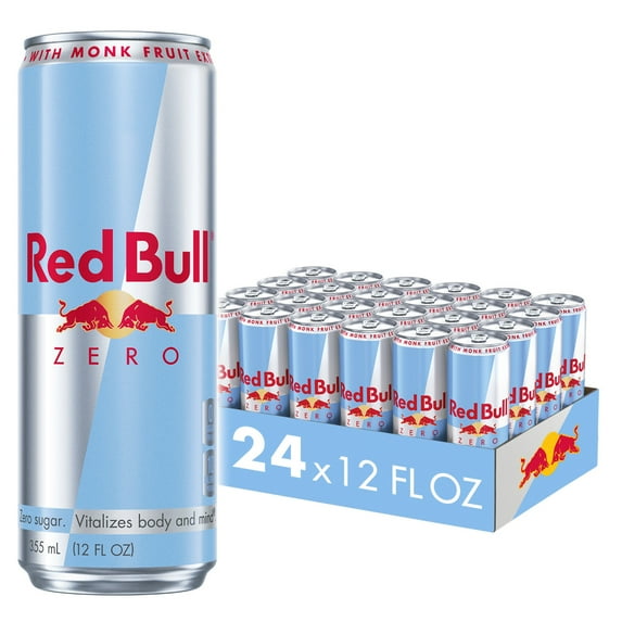 Red Bull Zero Energy Drink, 12 fl. oz., Case of 24 cans, with 114mg Caffeine, Taurine & B Vitamins