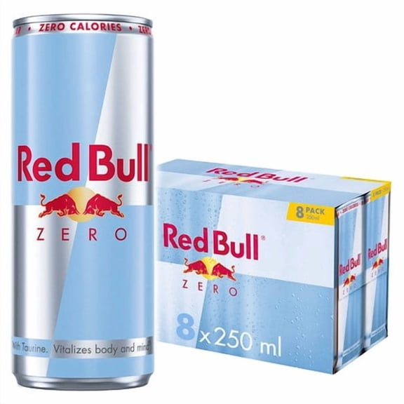 Red Bull Energy Drink Zero 8 x 250ml, British Import (Pack of 2)