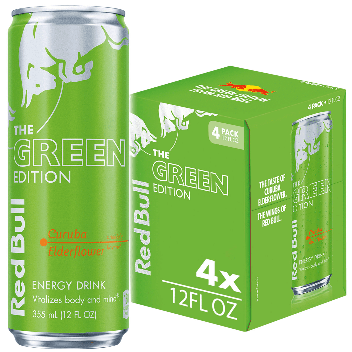 Red Bull Green Edition Energy Drink,  Curuba Elderflower,  12 fl. oz.,  Pack of 4 Cans