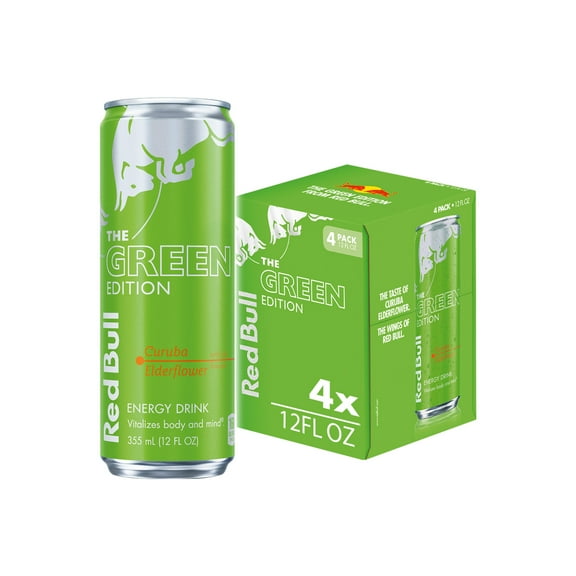 Red Bull Green Edition Energy Drink,  Curuba Elderflower,  12 fl. oz.,  Pack of 4 Cans