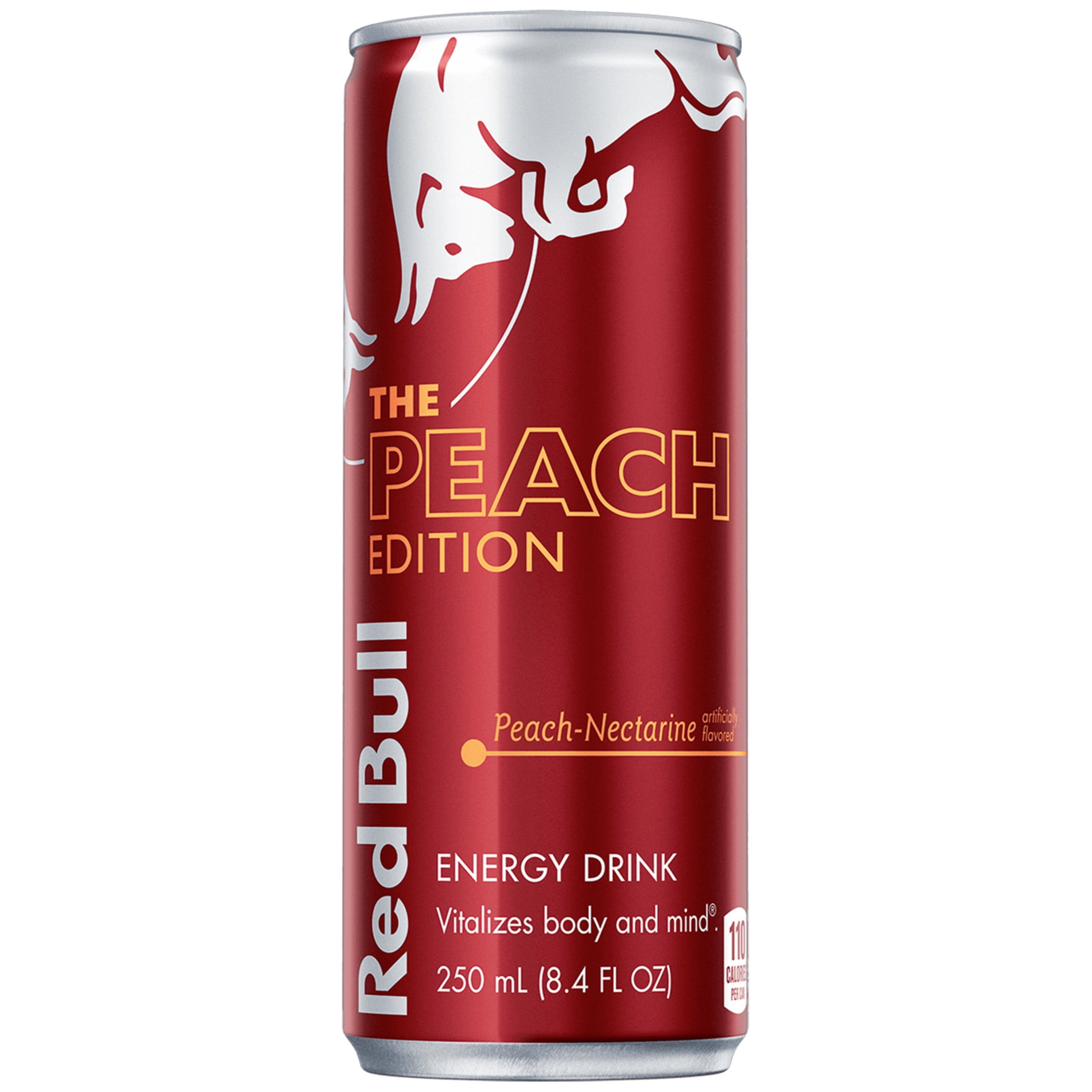 (4 pack) Red Bull Peach Edition Energy Drink, Peach Nectarine, 80mg Caffeine, 8.4 fl oz Can