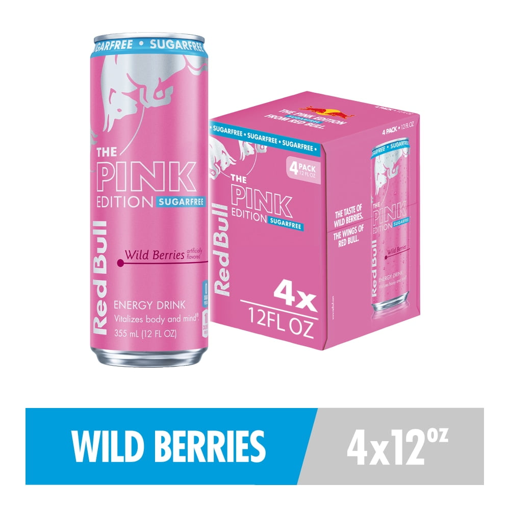 Red Bull Pink Edition Sugar Free Energy Drink Wild Berries Cans