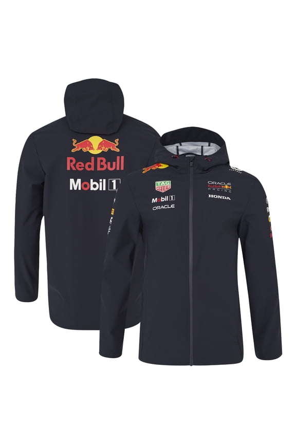 Unisex Red Bull Racing Navy Red Bull Racing Water Resistant Replica Full-Zip Hooded Jacket