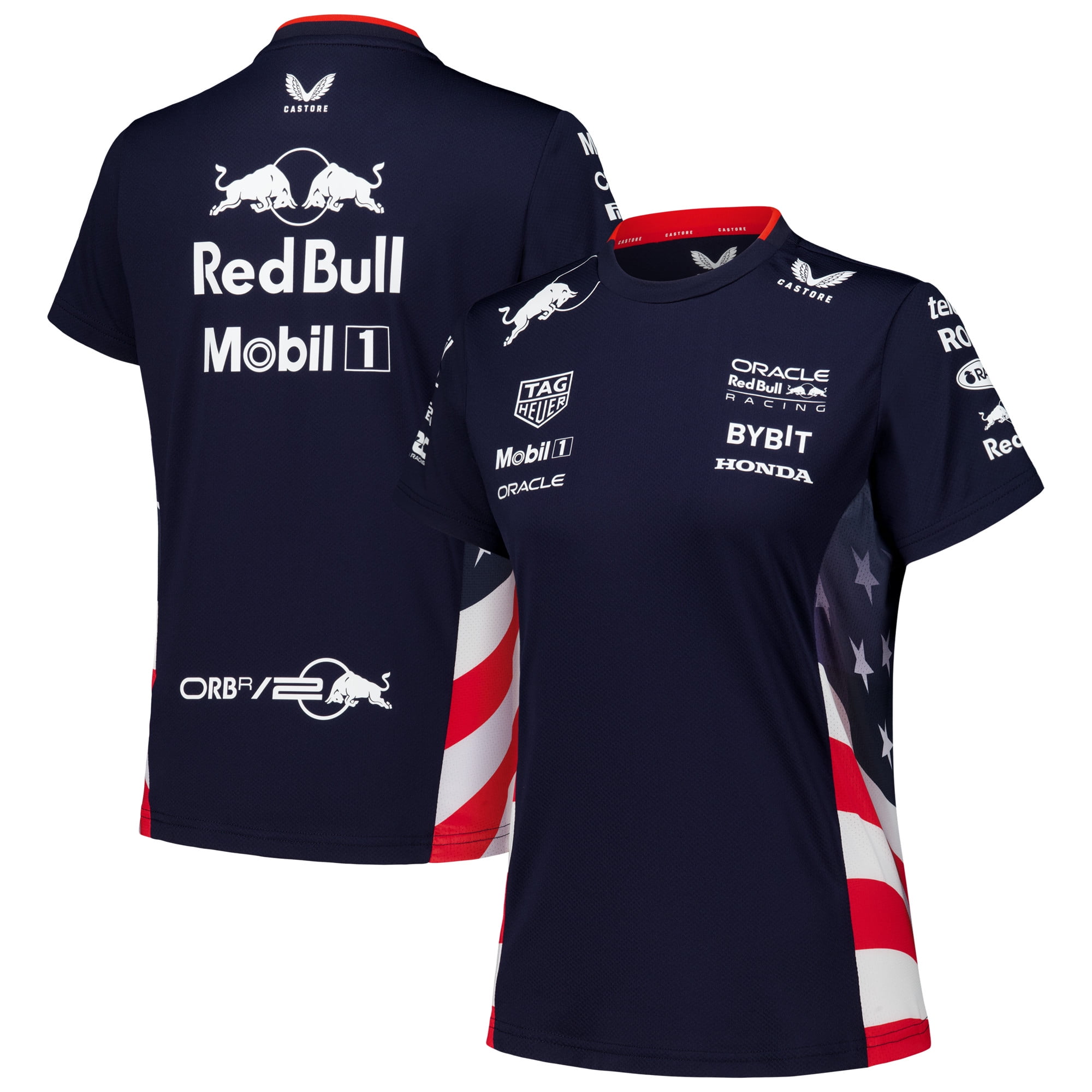 Women's Castore Navy Red Bull Racing America Race Team T-Shirt ...