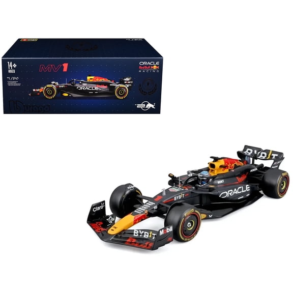 Red Bull Racing RB20 #1 "Oracle" Winner F1 Championship "Drivers' Champion" (2024) with Case 1/24 Diecast Model Car by Bburago