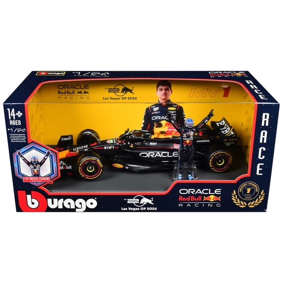 Red Bull Racing RB20 #1 "Oracle" Winner F1 Championship "Drivers' Champion" (2024) with Figure 1/24 Diecast Model Car by Bburago