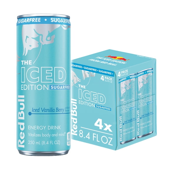 Red Bull Iced Edition Sugarfree Energy Drink, Iced Vanilla Berry, 8.4 fl. oz., Pack of 4