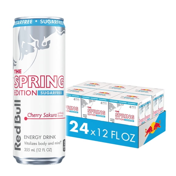 Red Bull Spring Edition Sugarfree Energy Drink, Cherry Sakura, 12 fl. oz., 6 x 4 cans