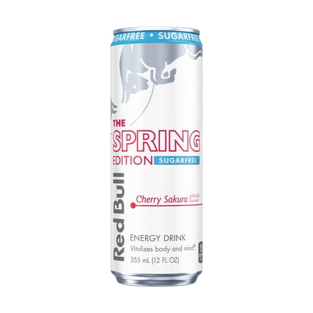 Red Bull Spring Edition Sugarfree Energy Drink, Cherry Sakura, 12 fl. oz. can, 114mg Caffeine