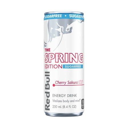 Red Bull Spring Edition Sugarfree Energy Drink, Cherry Sakura, 8.4 fl. oz. can, 80mg Caffeine