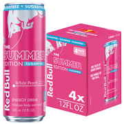 Red Bull Summer Edition Sugarfree Energy Drink,  White Peach,  12 fl. oz.,  Pack of 4 cans
