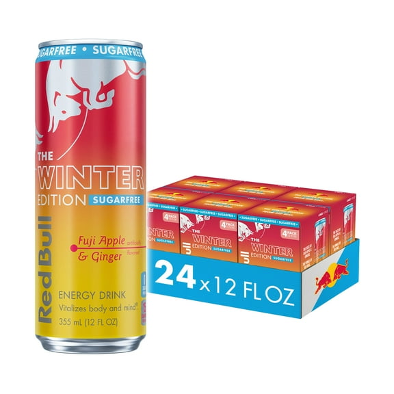 Red Bull Winter Edition Sugarfree Energy Drink, Fuji Apple & Ginger, 12 fl. oz., 6 x 4 Cans